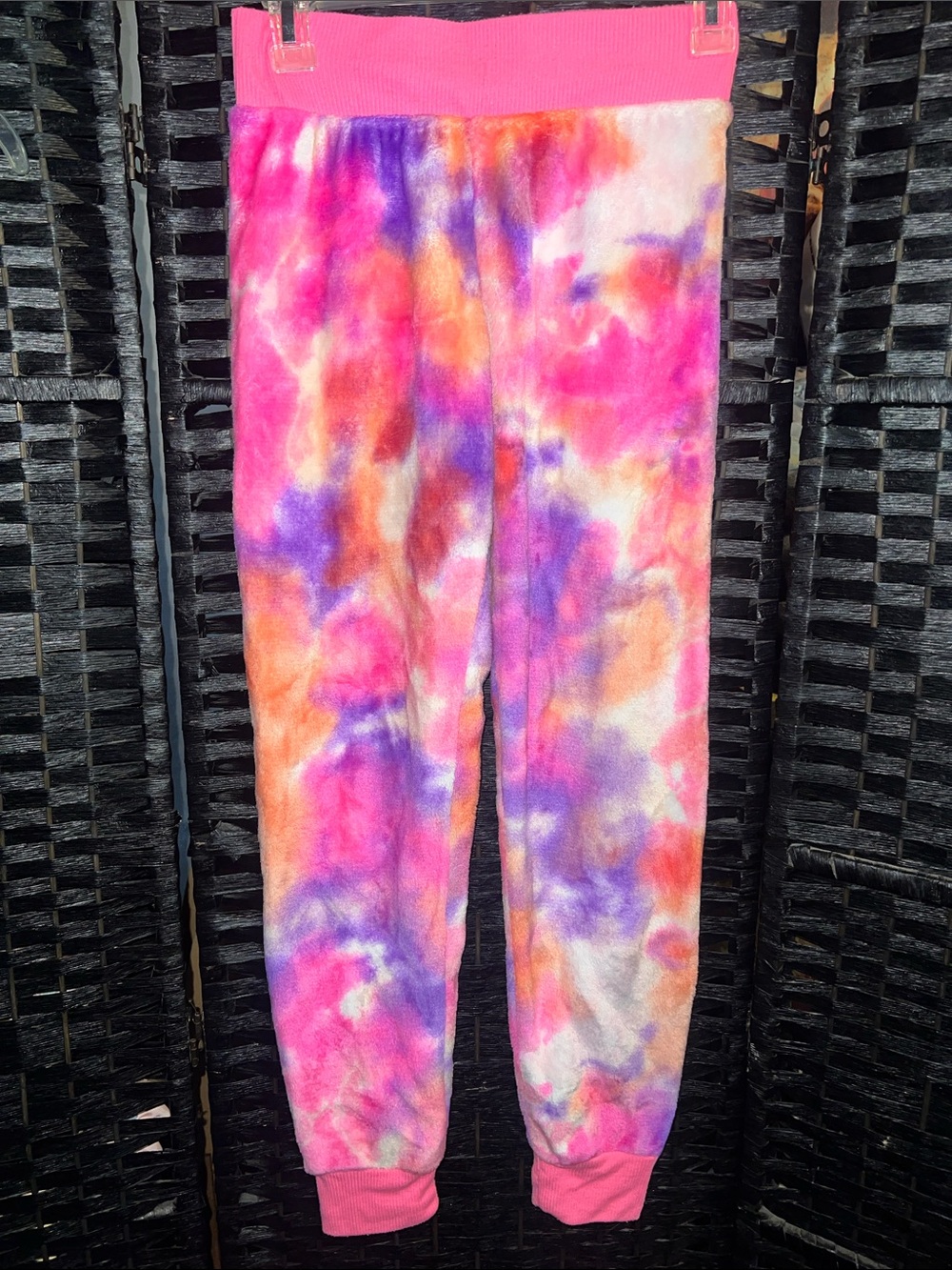 Justice Pink Purple Orange Tie-Dye Fleece Joggers sleep size 12/14